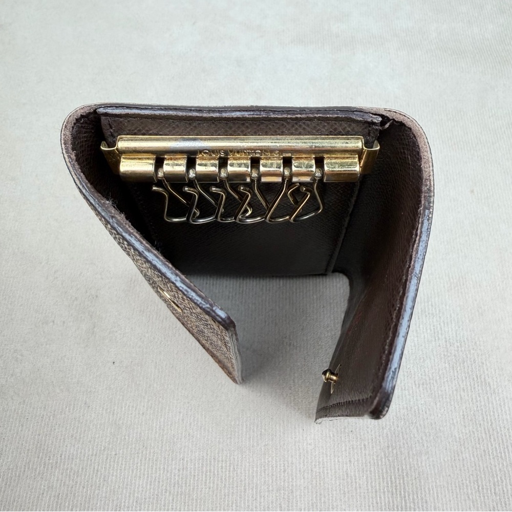 Louis Vuitton Damier Ebene 6 Key Holder Brown Canvas Gold Hardware - Picture 11 of 13